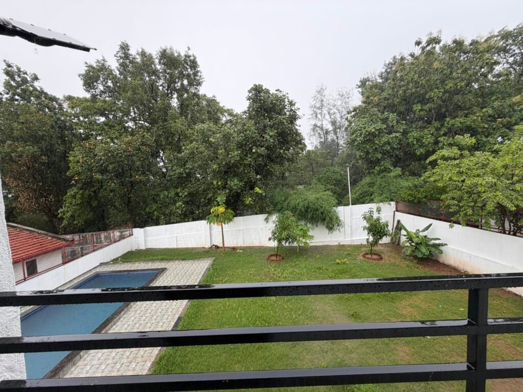 Nandan Villa Karjat, Balcony view pool garden 2