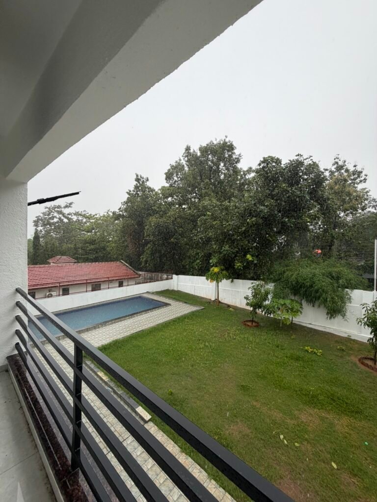 Nandan Villa Karjat, Balcony view pool lawn